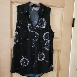 Express Black Sleeveless Dandelion Print Women's Top